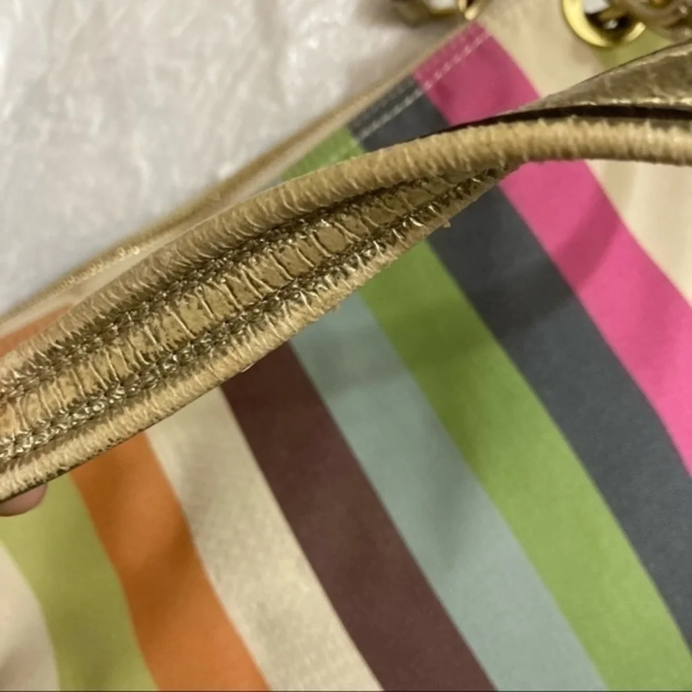 Coach poppy rare legacy striped sequined two way messenger crossbody bag